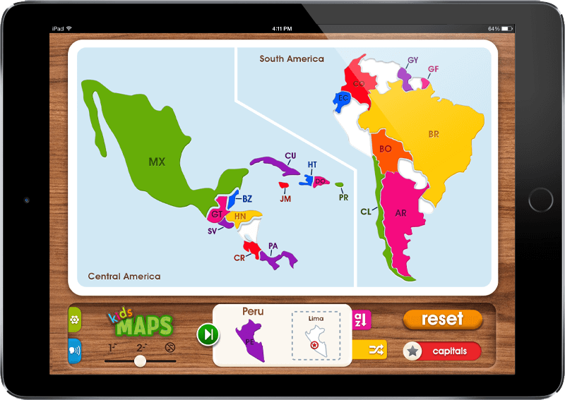 Kids Maps: South America - iOS & Android app