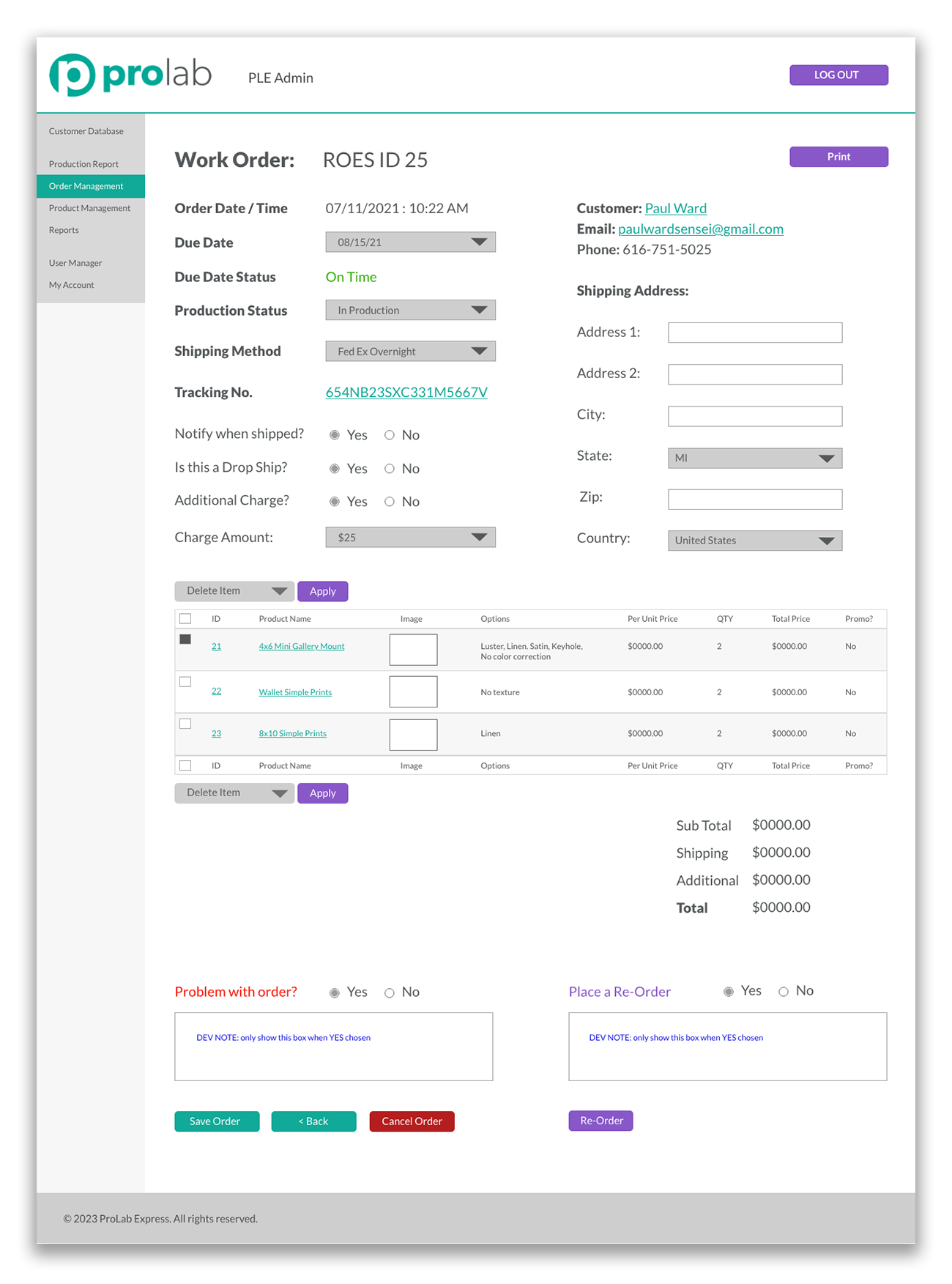 ProLab Express Web Ordering System